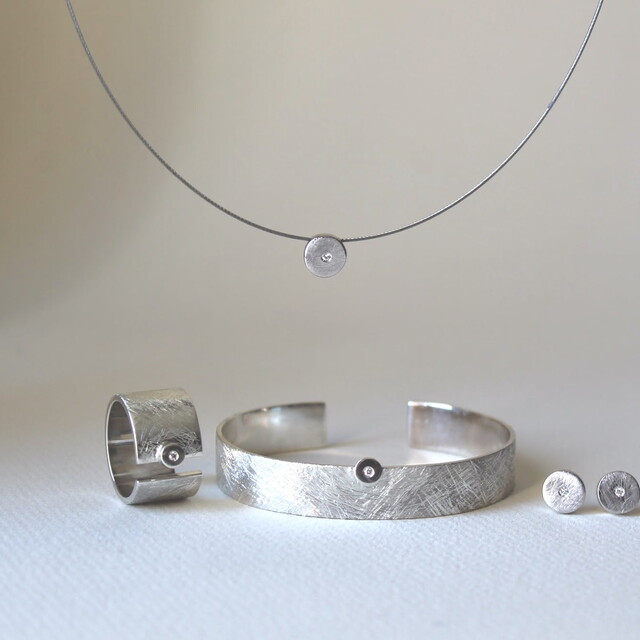 Esclava Button Plata y Diamante