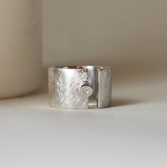 Esclava Button Plata y Diamante
