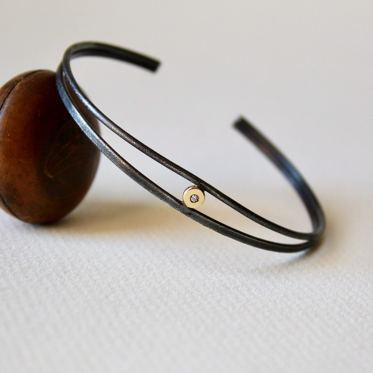 Pulsera man Arsenda Black Oro, Diamante y Plata