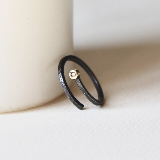 Anillo Compromiso Bruna Oro, Diamante y Plata