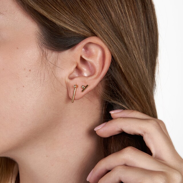 Pendientes Lis Diamante y Plata con baño de oro SUELTO O PAR COMPLETO