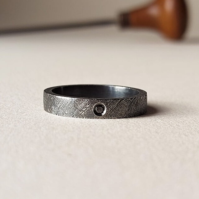 Anillo de compromiso Noir BLACK Plata y Diamante negro