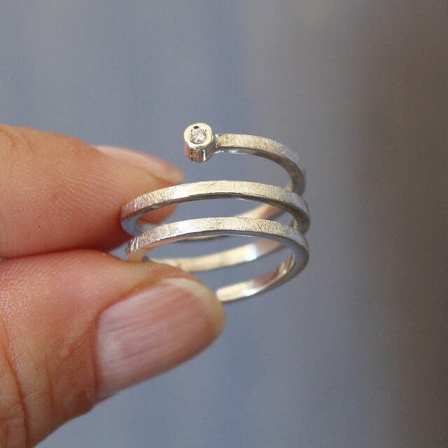 Anillo de compromiso Bet Plata y Diamante