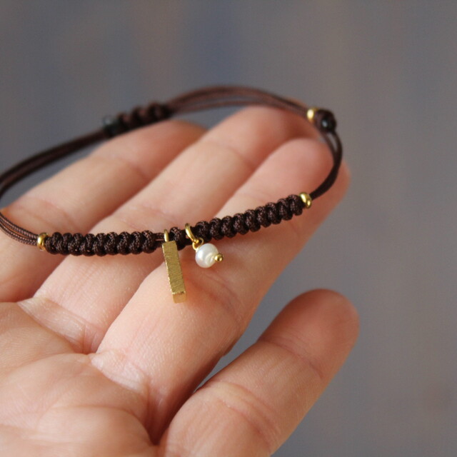 Pulsera Rusk Perla en plata con baño de oro