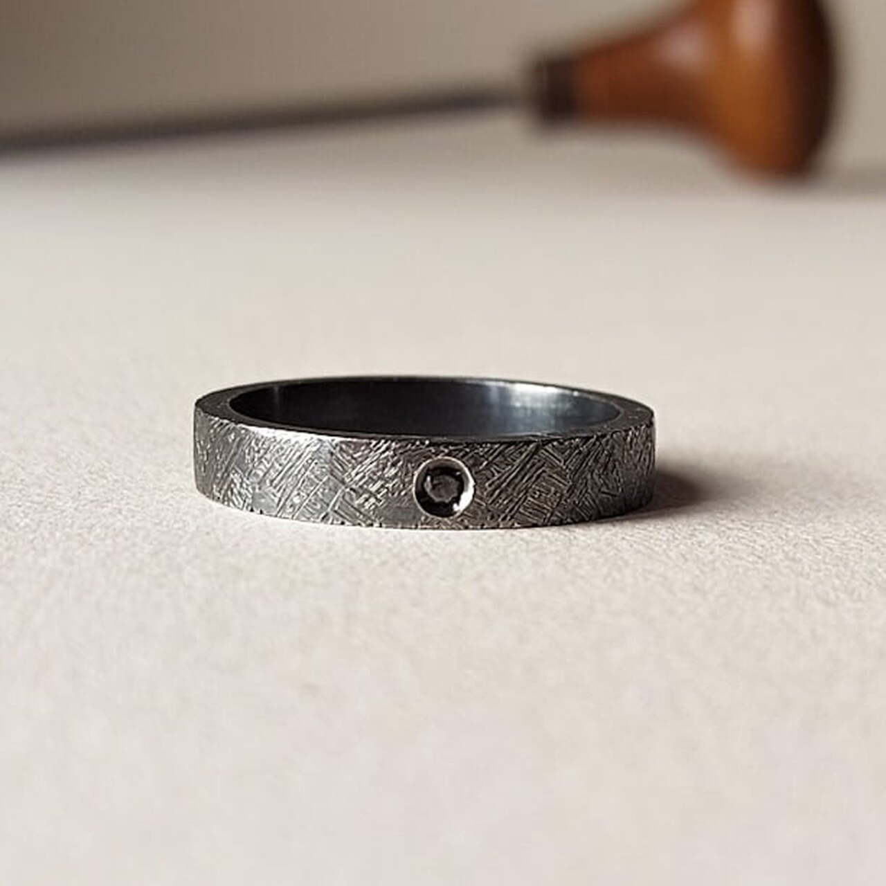 Anillo MAN Noir BLACK Plata y Diamante