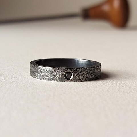 Anillo MAN Noir BLACK Plata y Diamante
