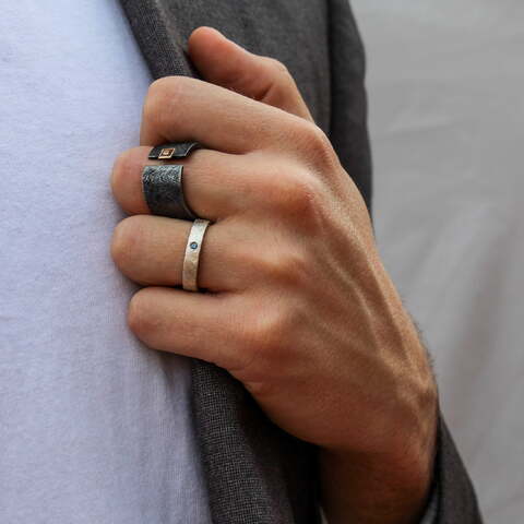Anillo MAN Noir Plata y Diamante