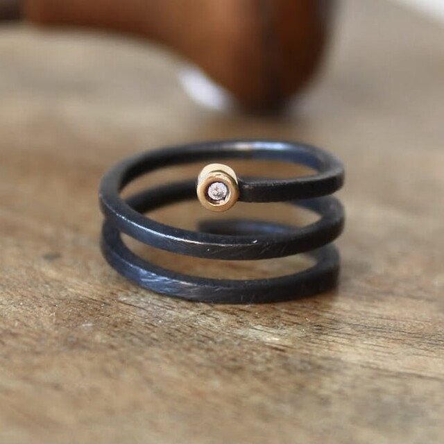 Anillo Greta Oro, Diamante y Plata
