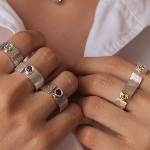 Anillo Fiona Plata y Amatista