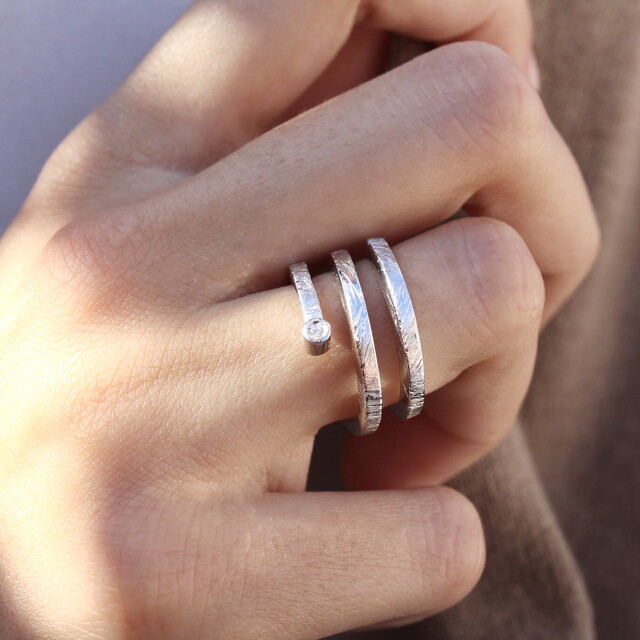 Anillo Bet Plata y Diamante