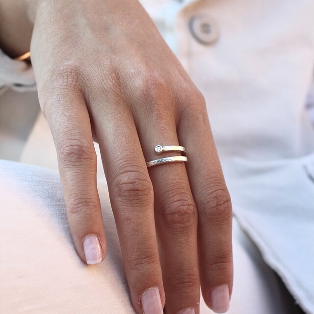 Anillo Aura Plata y Diamante
