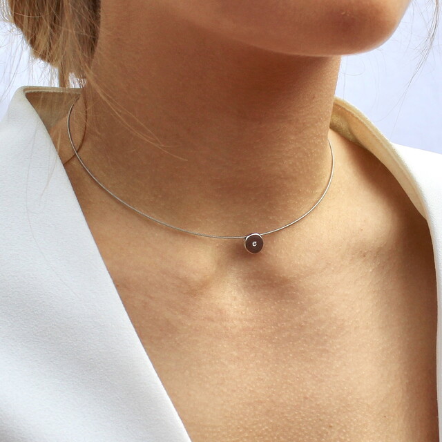 Gargantilla Button Diamante y Plata