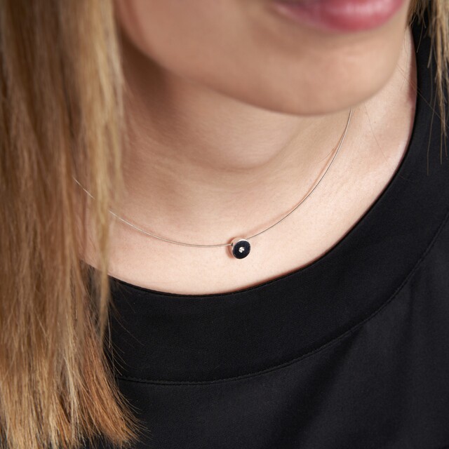 Gargantilla Button Diamante y Plata