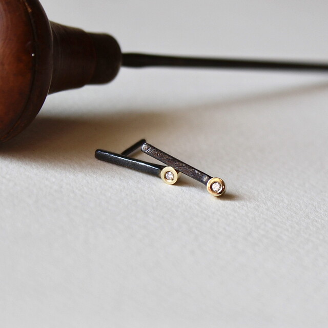 Pendientes Bruna Oro, Diamante y Plata