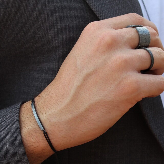 Pulsera MAN Rusk BLACK Plata