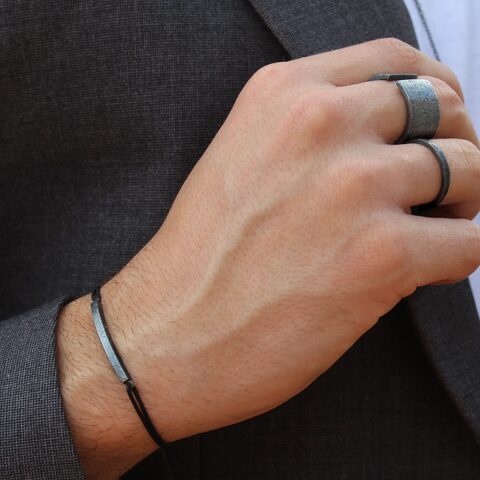 Pulsera MAN Rusk BLACK Plata