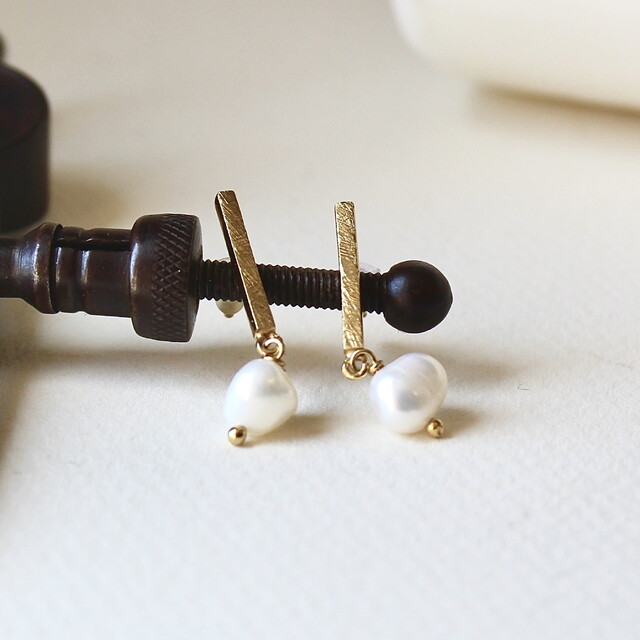 Pendientes Jana en Plata con baño de oro y Perla