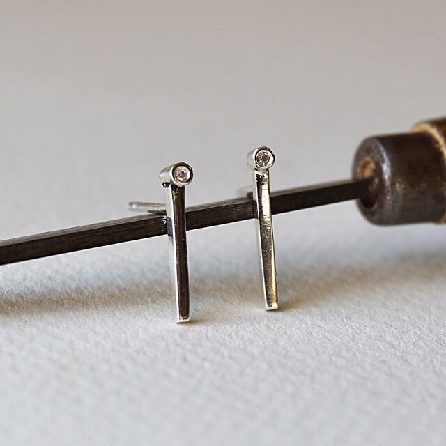 Pendientes Àneu Diamante y Plata
