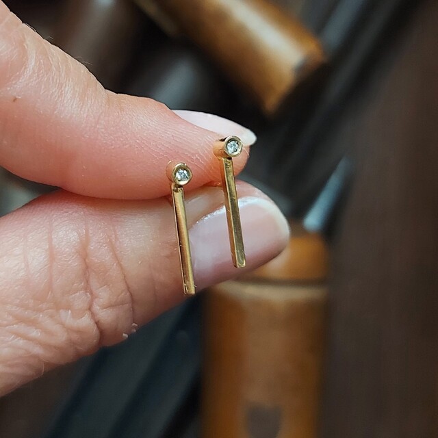 Pendientes Àneu Diamante y Plata con baño de oro
