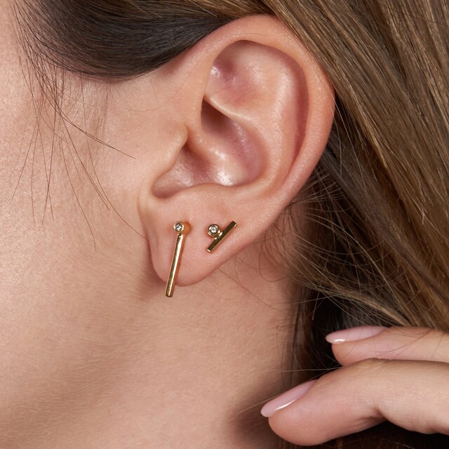 Pendientes Àneu Diamante y Plata con baño de oro