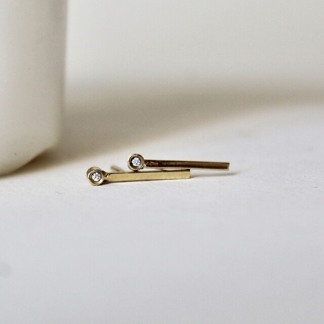 Pendientes Àneu Diamante y Plata con baño de oro