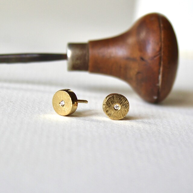 Pendientes Elba Diamante y Plata con baño de oro
