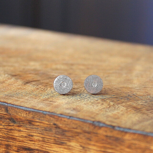 Pendientes Elba Diamante y Plata texturada