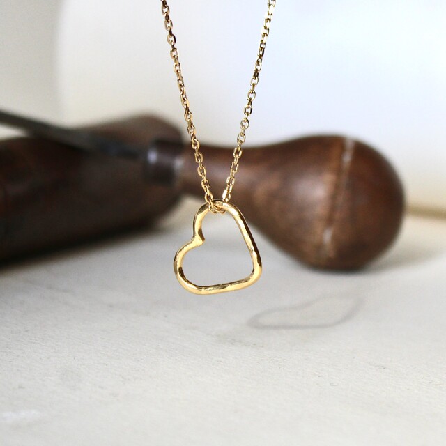 Colgante Corazón martelé Plata con baño de oro