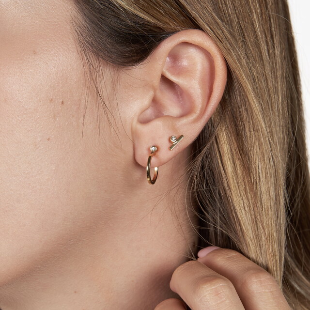 Pendientes Adra Diamante y Plata con baño de Oro